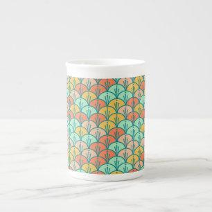 Colourful Modern Trendy Geometric Fish Scale Bone China Mug