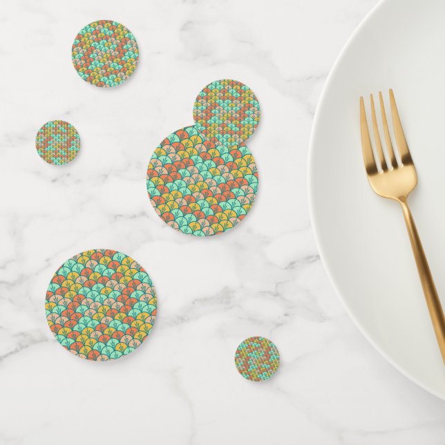 Colourful Modern Trendy Geometric Fish Scale Confetti (Group)