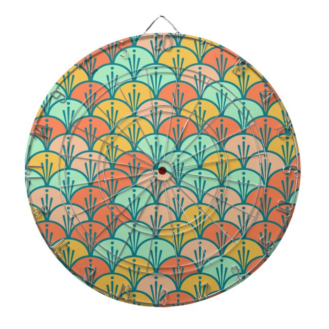 Colourful Modern Trendy Geometric Fish Scale Dartboard (Front)