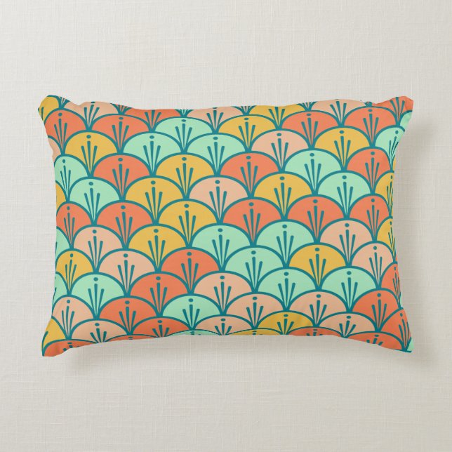 Colourful Modern Trendy Geometric Fish Scale Decorative Cushion (Front)