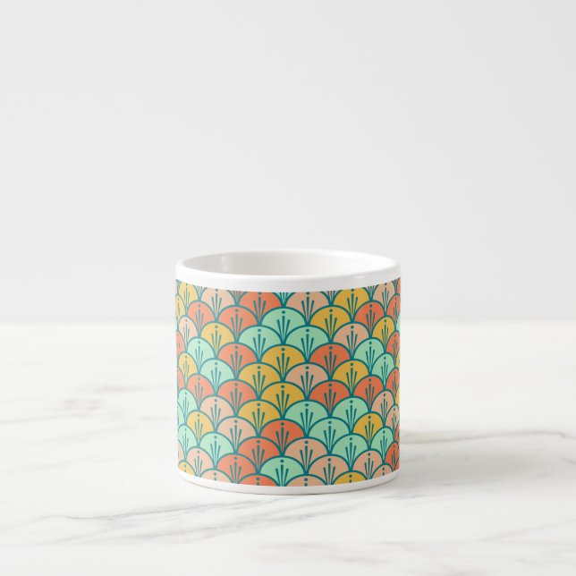 Colourful Modern Trendy Geometric Fish Scale Espresso Cup (Front)
