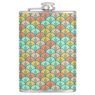 Colourful Modern Trendy Geometric Fish Scale Hip Flask