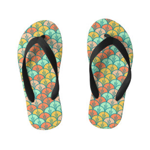 Colourful Modern Trendy Geometric Fish Scale Kid's Jandals