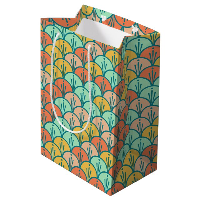 Colourful Modern Trendy Geometric Fish Scale Medium Gift Bag (Back Angled)