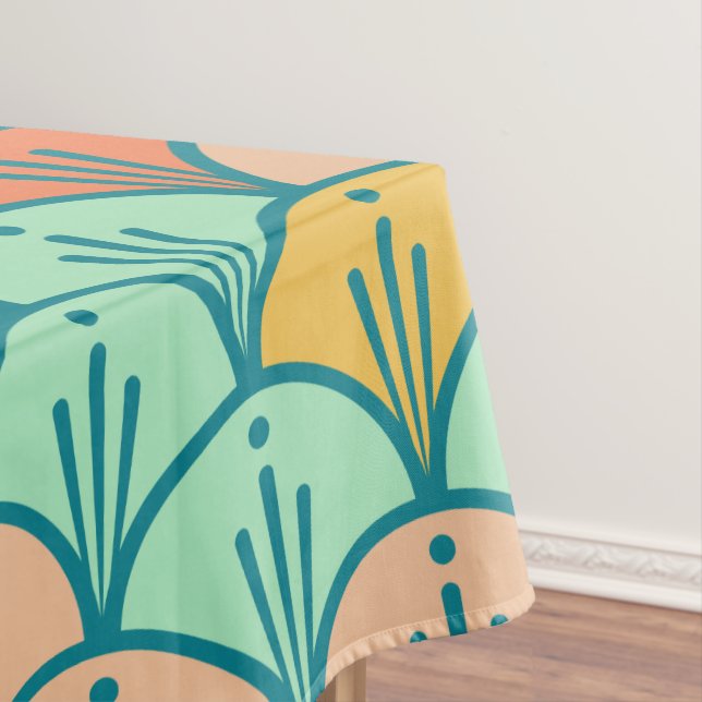 Colourful Modern Trendy Geometric Fish Scale Tablecloth (In Situ)