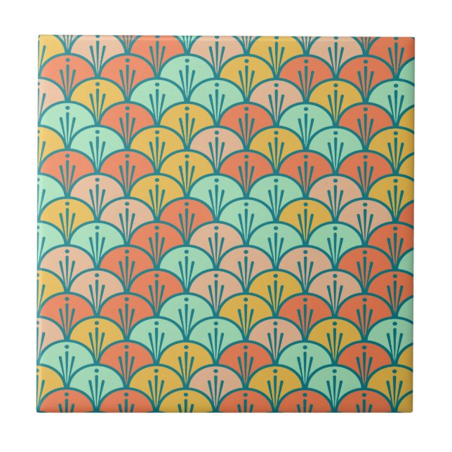 Colourful Modern Trendy Geometric Fish Scale Tile (Front)