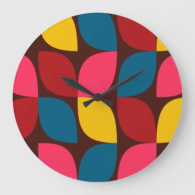 Colourful, modern, trendy, urban flower large clock (Front)