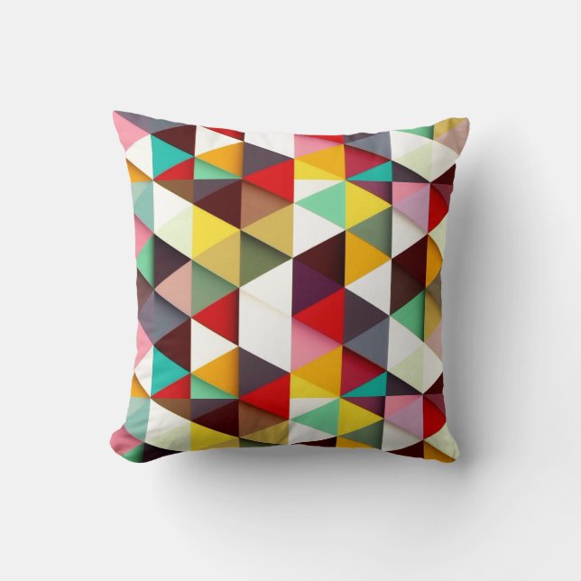 Colourful Modern Triangle Pattern Cushion (Front)