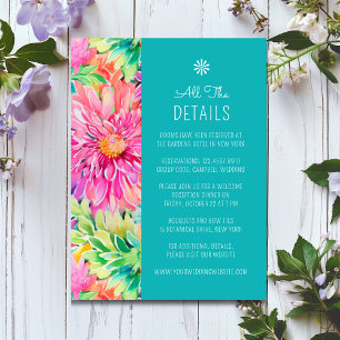 Colourful Modern Tropical Floral Wedding Details Enclosure Card