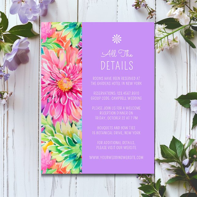 Colourful Modern Tropical Floral Wedding Details Enclosure Card (Creator Uploaded)