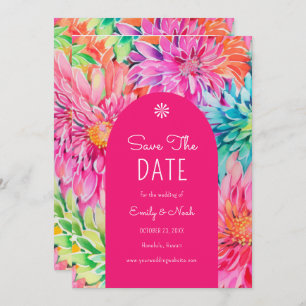 Colourful Modern Tropical Watercolor Floral Weddin Save The Date