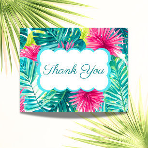 Colourful Modern Tropical Watercolor Thank You Card
