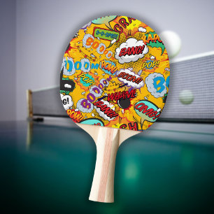 Colourful Modern Typographic Comic Book Ping Pong Paddle