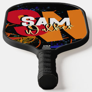Colourful Modern Typography Bold Monogram Pickleball Paddle
