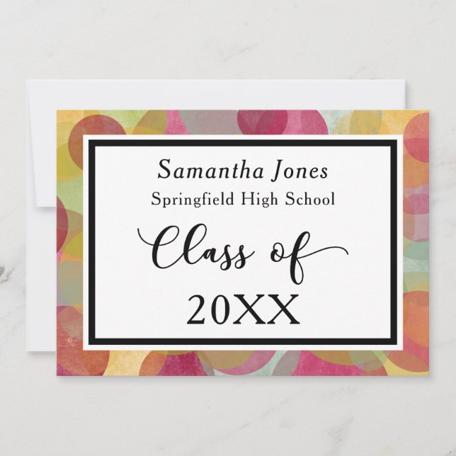 Colourful, Modern, Unique Graduation Announcement (Front)
