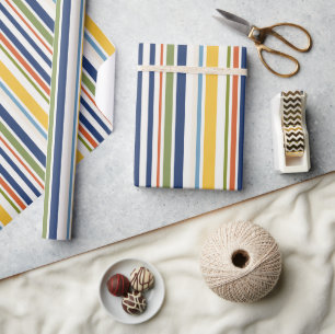 Colourful Modern Vertical Stripe Pattern Wrapping Paper