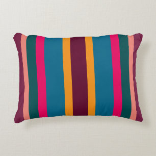 Colourful Modern Vibrant Stripes Accent Pillow