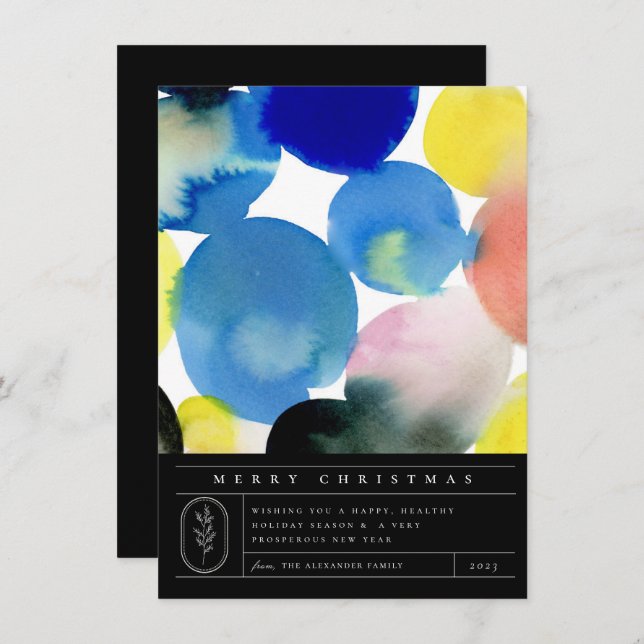 Colourful Modern Watercolor Art Holiday Card (Front/Back)
