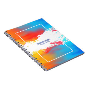 Colourful modern watercolors splatter notebook