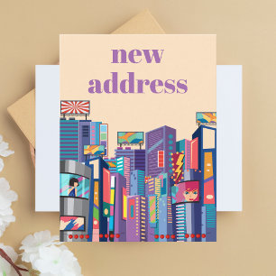 Colourful Modern Whimsical Trendy We Have Moved Postcard