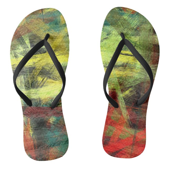 Colourful Modern Wood Grain Background #3 Jandals (Footbed)