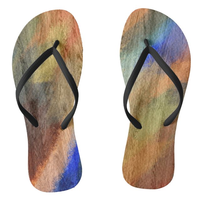 Colourful Modern Wood Grain Background #46 Jandals (Footbed)