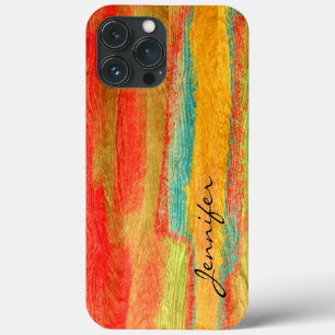 Colourful Modern Wood Grain Background iPhone 13 Pro Max Case