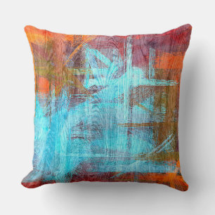 Colourful Modern Wood Grain Background Cushion