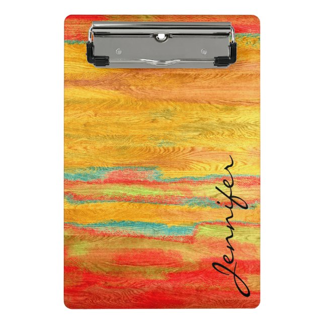Colourful Modern Wood Grain Background Mini Clipboard (Front)