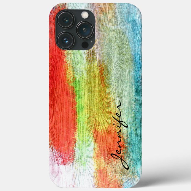 Colourful Modern Wood Grain Look Case-Mate iPhone Case (Back)