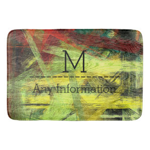 Colourful Modern Wood Grain Monogram #2 Bath Mat