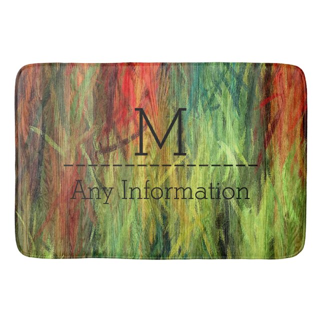 Colourful Modern Wood Grain Monogram #3 Bath Mat (Front)