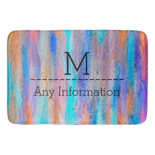 Colourful Modern Wood Grain Monogram #9 Bath Mat