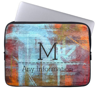 Colourful Modern Wood Grain Monogram Laptop Sleeve