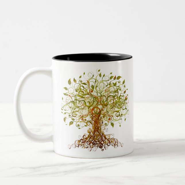Colourful Modernist Tree 13 Two-Tone Coffee Mug (Left)