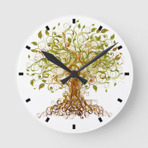 Colourful Modernist Tree Round Clock