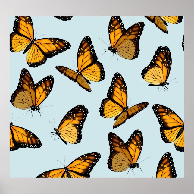 Colourful Monarch Butterflies Vintage Illustration Poster (Front)