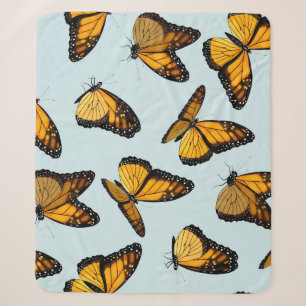 Colourful Monarch Butterflies Vintage Illustration Sherpa Blanket