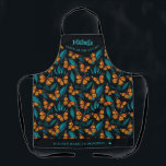 Colourful monarch butterfly personalised apron<br><div class="desc">Cute monarch butterflies pattern apron. Elevate your kitchen style with our unique pattern apron. This trendy culinary essential combines fashion and function, featuring a contemporary design that adds a touch of sophistication to your cooking experience. Crafted for comfort and durability, it's the perfect accessory for culinary enthusiasts who appreciate both...</div>