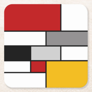 Colourful Mondrian inspiration Square Paper Coaster