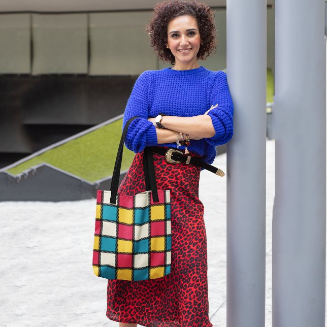 Colourful Monochrome Checks Tote Bag (Creator Uploaded)