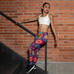 Colourful Monochrome Shapes Capri Leggings