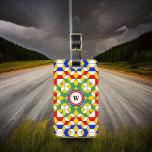 Colourful Monogram Cubes Geometric Pattern Luggage Tag<br><div class="desc">This monogram design features a mesmerising geometric pattern in vivid colours with your initial in the centre. The original shape is a series of isometric squares, and they've been spun through a kaleidoscope feature to yield an interesting optical illusion of squares and angles. Make sure to type your initial in...</div>