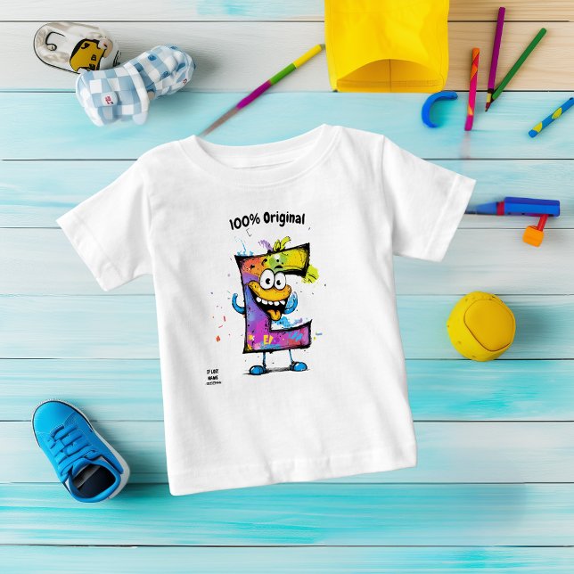 Colourful Monogram E – Fun and Customisable Design Baby T-Shirt (Creator Uploaded)