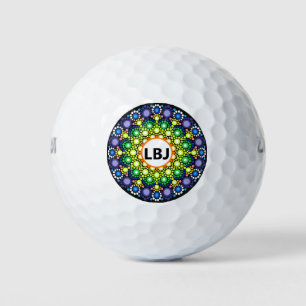 Colourful Monogram Gift for Her Set of 3 Golf Balls