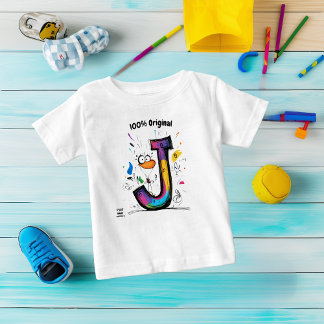 Colourful Monogram J – Fun and Customisable Design Baby T-Shirt