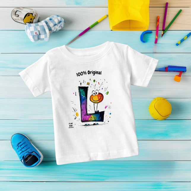 Colourful Monogram L – Fun and Customisable Design Baby T-Shirt (Creator Uploaded)