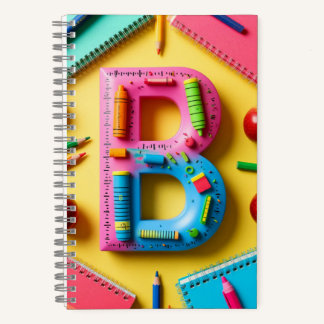 📚 Colourful Monogram Letter B Back To School Notebook