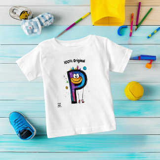 Colourful Monogram P – Fun and Customisable Design Baby T-Shirt
