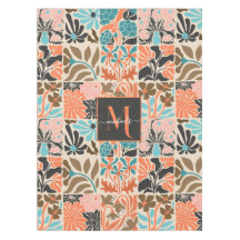 Colourful Monogram Script Retro Floral Pattern